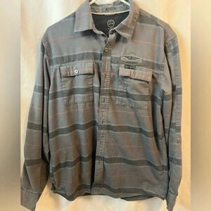 Wrangler ATG Gray Mens Long Sleeve Button Up Flannel Shirt W/ Pockets Medium EUC